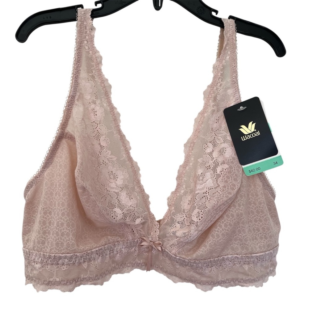 Wacoal NEW The Insider Wire Free Lace Bra Bralette Lace Beige Band Size 34